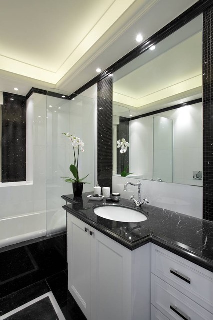 Дизайн ванной комнаты в черно-белом цвете