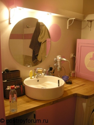 Ванная комната круглой раковиной