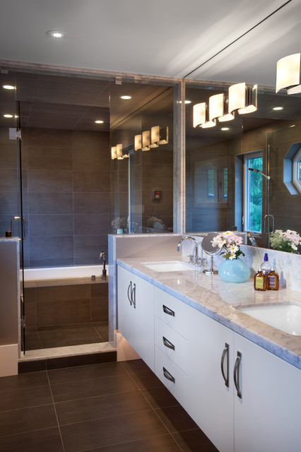 Современный дизайн ванной комнаты в пастельных тонах