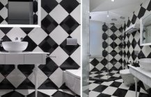 дизайн ванной комнаты черно белой